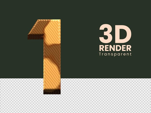 PSD 3d-rendering nummer 1 geïsoleerd