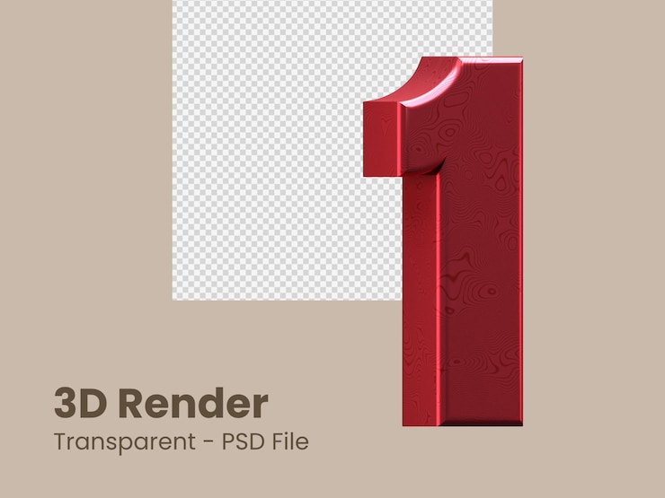 PSD 3d-rendering nummer 1 geïsoleerd