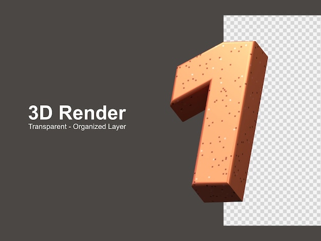 3D-rendering nummer 1 isoleret