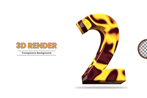 3d-rendering nummer 2 geïsoleerd