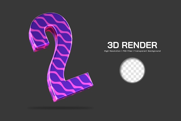 3d-rendering nummer 2 geïsoleerd