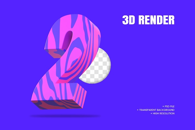 3d-rendering nummer 2 geïsoleerd