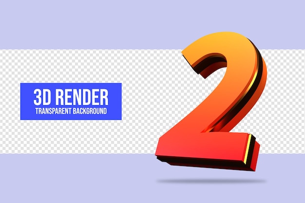 3d-rendering nummer 2 geïsoleerd