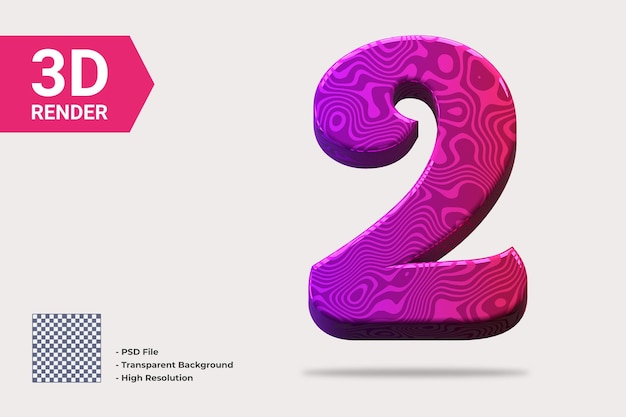 3D-rendering nummer 2 geïsoleerd