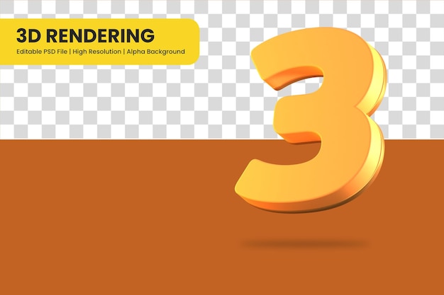 3D-rendering nummer 3 geïsoleerd