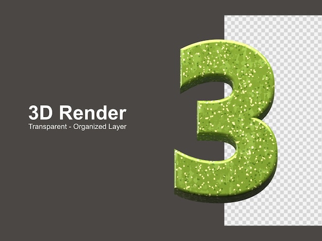 3d-rendering nummer 3 geïsoleerd