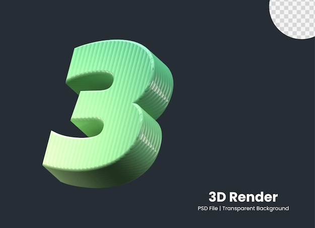 PSD 3d-rendering nummer 3 geïsoleerd