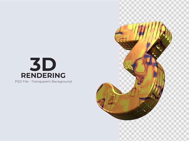 3D-rendering nummer 3 geïsoleerd