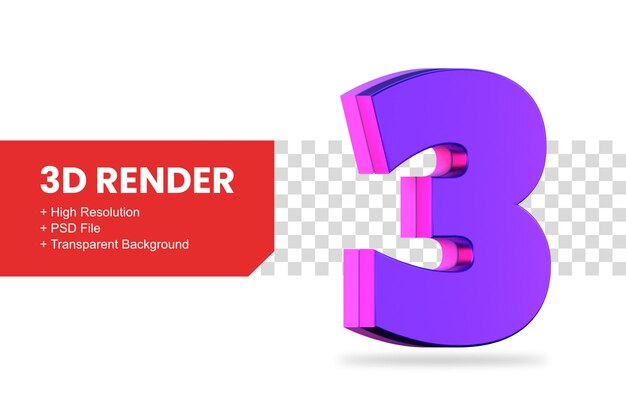 3D-rendering nummer 3 isolert