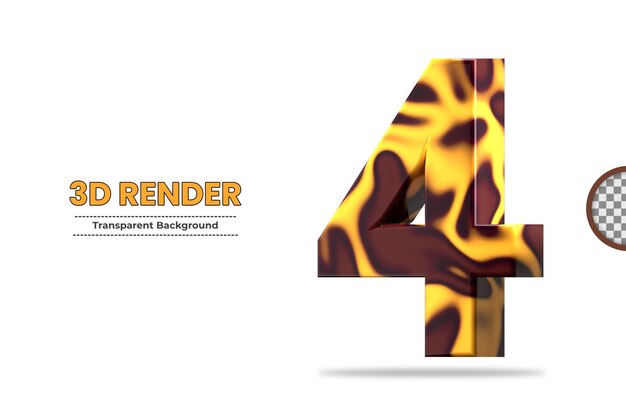 3d-rendering nummer 4 geïsoleerd