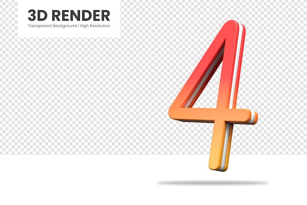 3d-rendering nummer 4 geïsoleerd