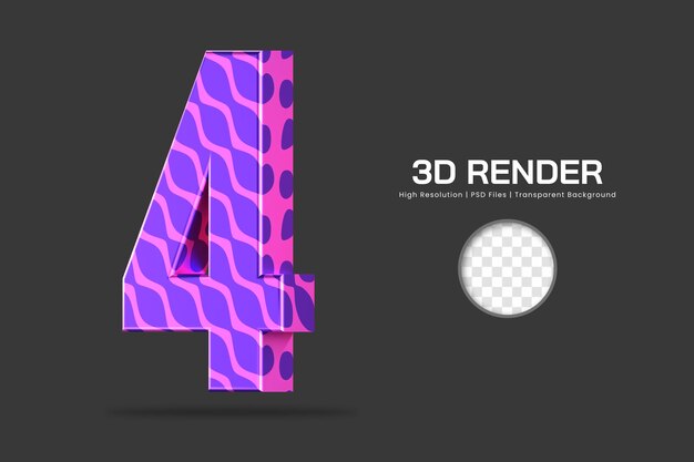 3D-rendering nummer 4 geïsoleerd