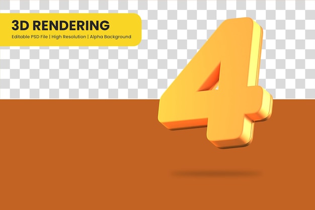 3D-rendering nummer 4 geïsoleerd