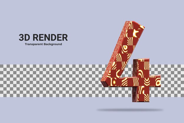 3d-rendering nummer 4 geïsoleerd