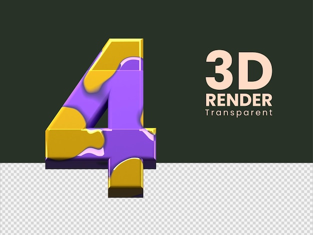 PSD 3d-rendering nummer 4 geïsoleerd