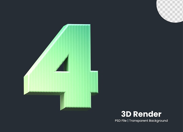 3d-rendering nummer 4 geïsoleerd