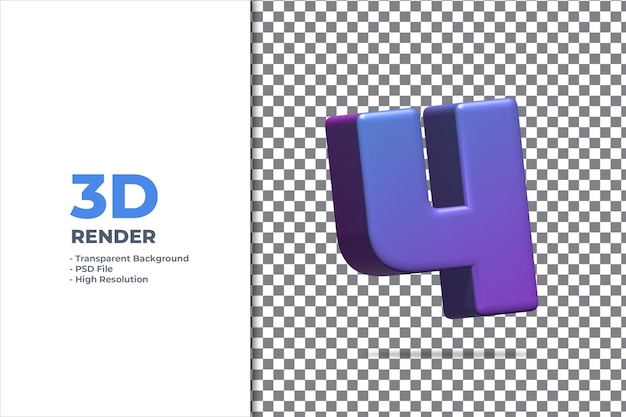 3d-rendering nummer 4 geïsoleerd
