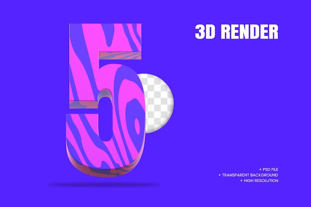 PSD 3d-rendering nummer 5 geïsoleerd