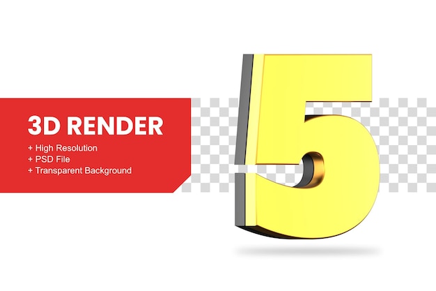 3D-rendering nummer 5 geïsoleerd