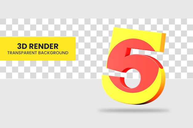 3D-rendering nummer 5 geïsoleerd