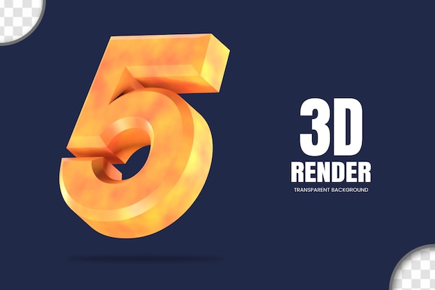 PSD 3d-rendering nummer 5 geïsoleerd