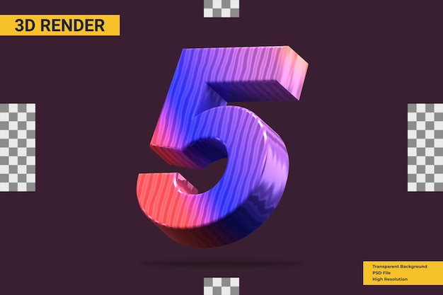 3d-rendering nummer 5 geïsoleerd