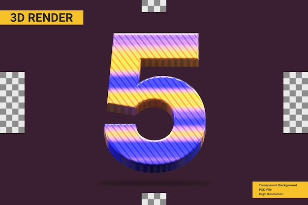3D-rendering nummer 5 geïsoleerd