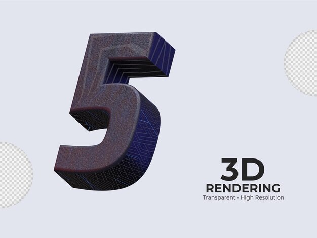 3D-rendering nummer 5 geïsoleerd