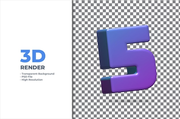 3D-rendering nummer 5 geïsoleerd