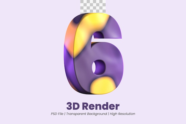 3d-rendering nummer 6 geïsoleerd