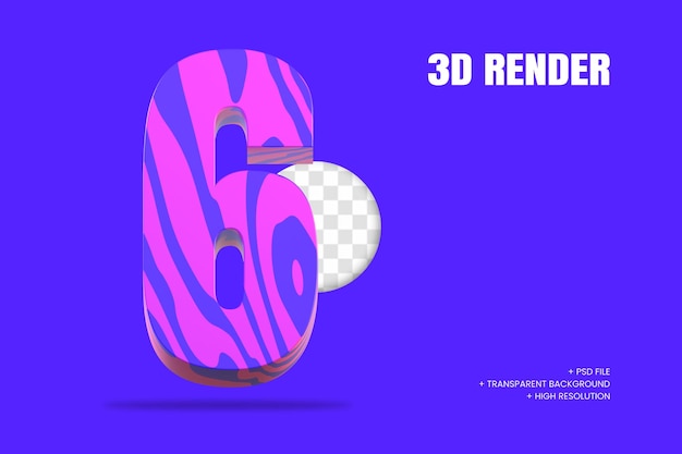 PSD 3d-rendering nummer 6 geïsoleerd