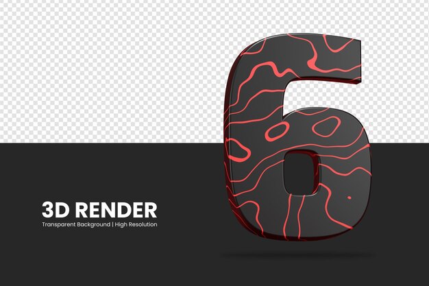 PSD 3d-rendering nummer 6 geïsoleerd