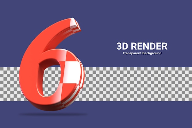 3d-rendering nummer 6 geïsoleerd