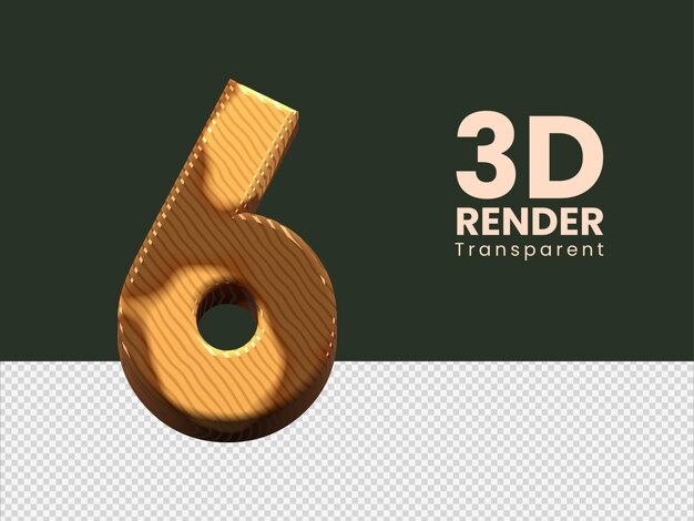 PSD 3d-rendering nummer 6 geïsoleerd