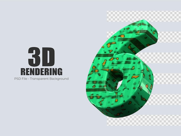 3d-rendering nummer 6 geïsoleerd