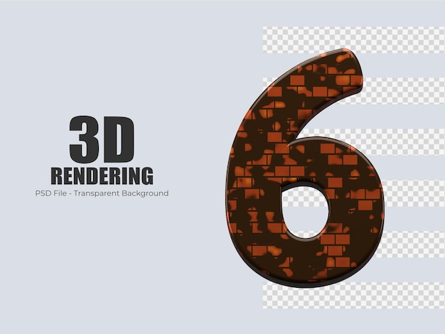 3d-rendering nummer 6 geïsoleerd