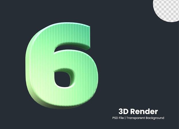 3d-rendering nummer 6 geïsoleerd