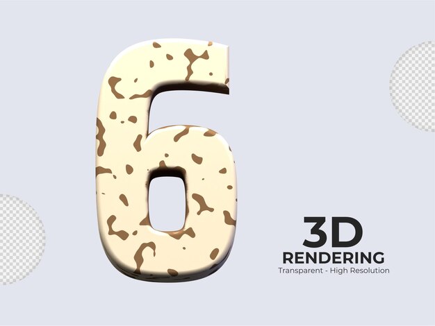 3d-rendering nummer 6 geïsoleerd