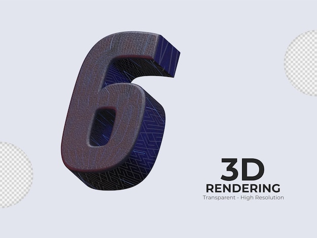 3d-rendering nummer 6 geïsoleerd