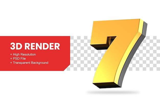 PSD 3d-rendering nummer 7 geïsoleerd