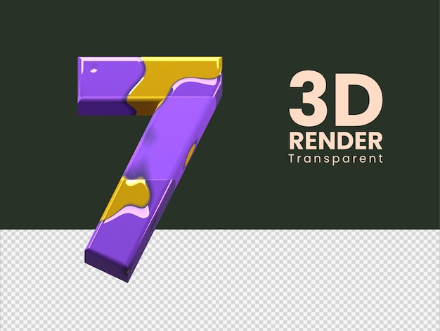 PSD 3d-rendering nummer 7 geïsoleerd