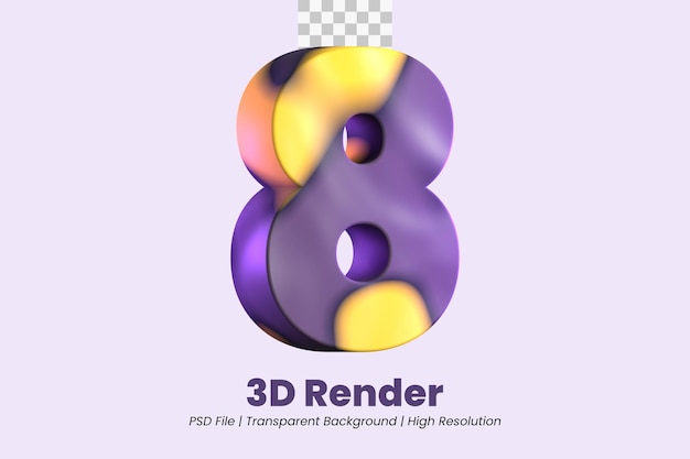 3d-rendering nummer 8 geïsoleerd