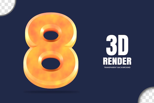 PSD 3d-rendering nummer 8 geïsoleerd