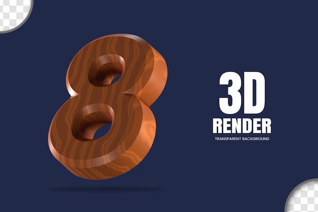 PSD 3d-rendering nummer 8 geïsoleerd