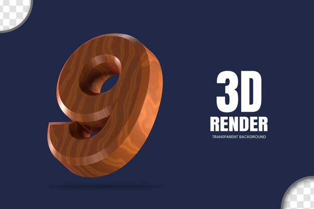 3d-rendering nummer 9 geïsoleerd