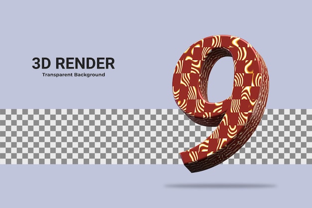 PSD 3d-rendering nummer 9 geïsoleerd