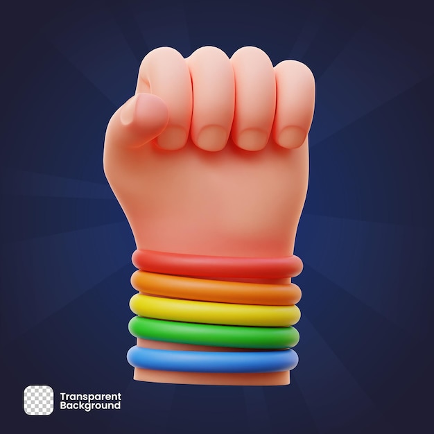 PSD 3d rendering object hand support lgbtq png transparent premium psd