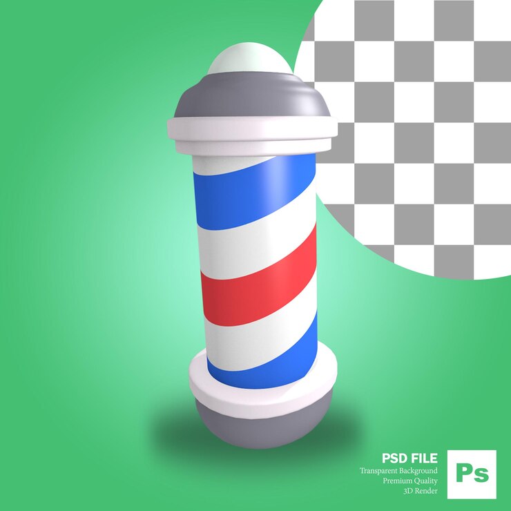 PSD 3d rendering object icon rotating lollipop barbershop lamp