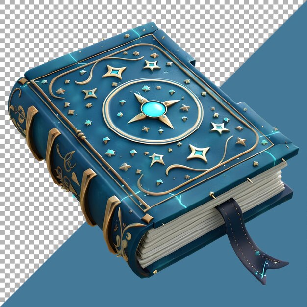 PSD rendering 3d di un antico libro di magia occulta su uno sfondo trasparente generato da ai