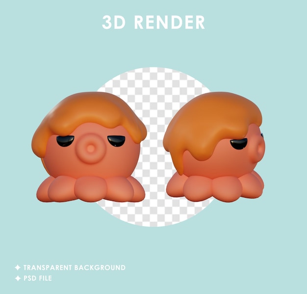 PSD ソースをかけた 2 つのイカのグリルの 3 d レンダリング